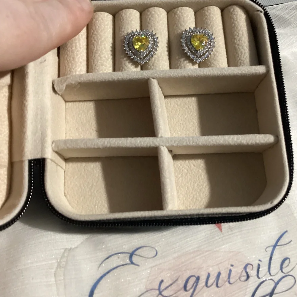 💛 Gorgeous Canary Yellow Heart shaped Studs with Sparkling Double Halo